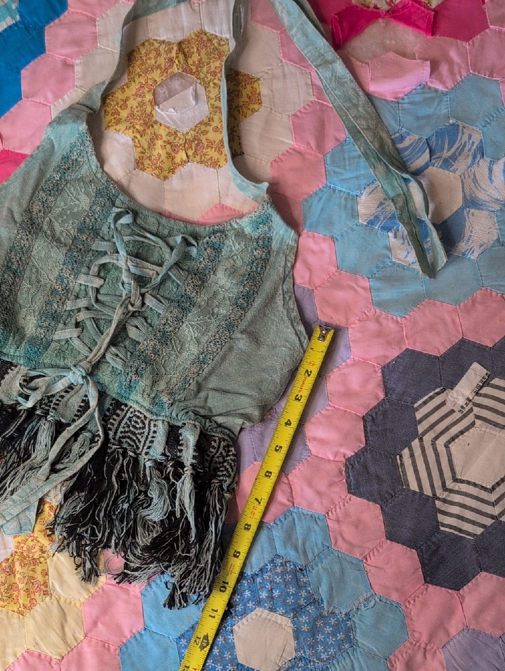 POL NEW ARRIVAL Sage Green Lace-Up Fringe Festival Tank Top🥰 Just In 🧑🎤NIB❣️ - Picture 13 of 17